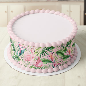 Tropical Flamingo Edible Icing Cake Wrap