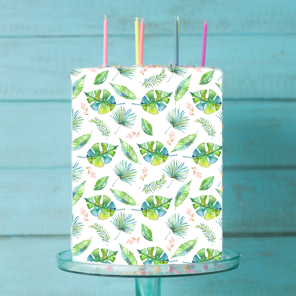 Fern Leaf Print Edible Icing Cake Wrap