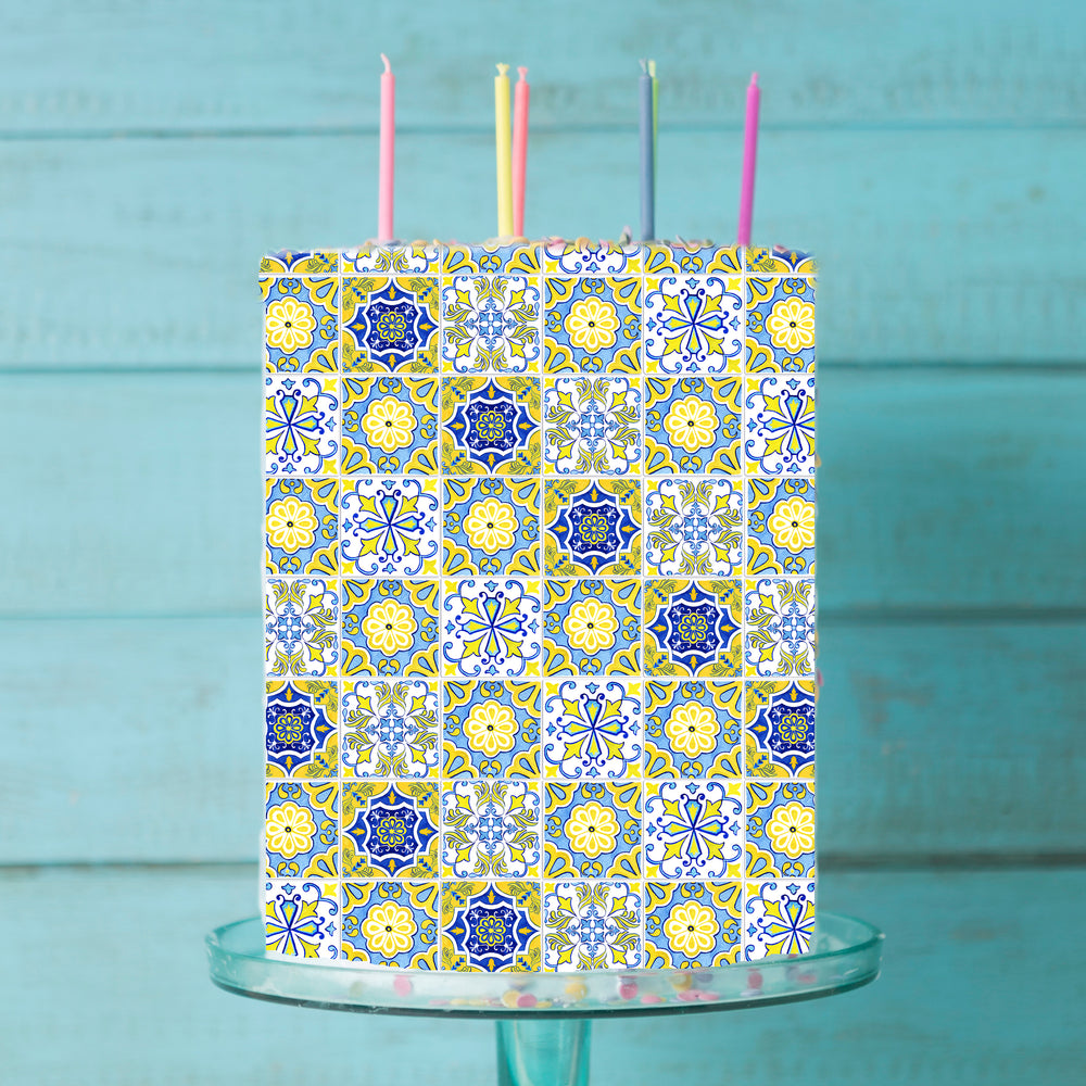 Portuguese Tiles Edible Icing Cake Wrap