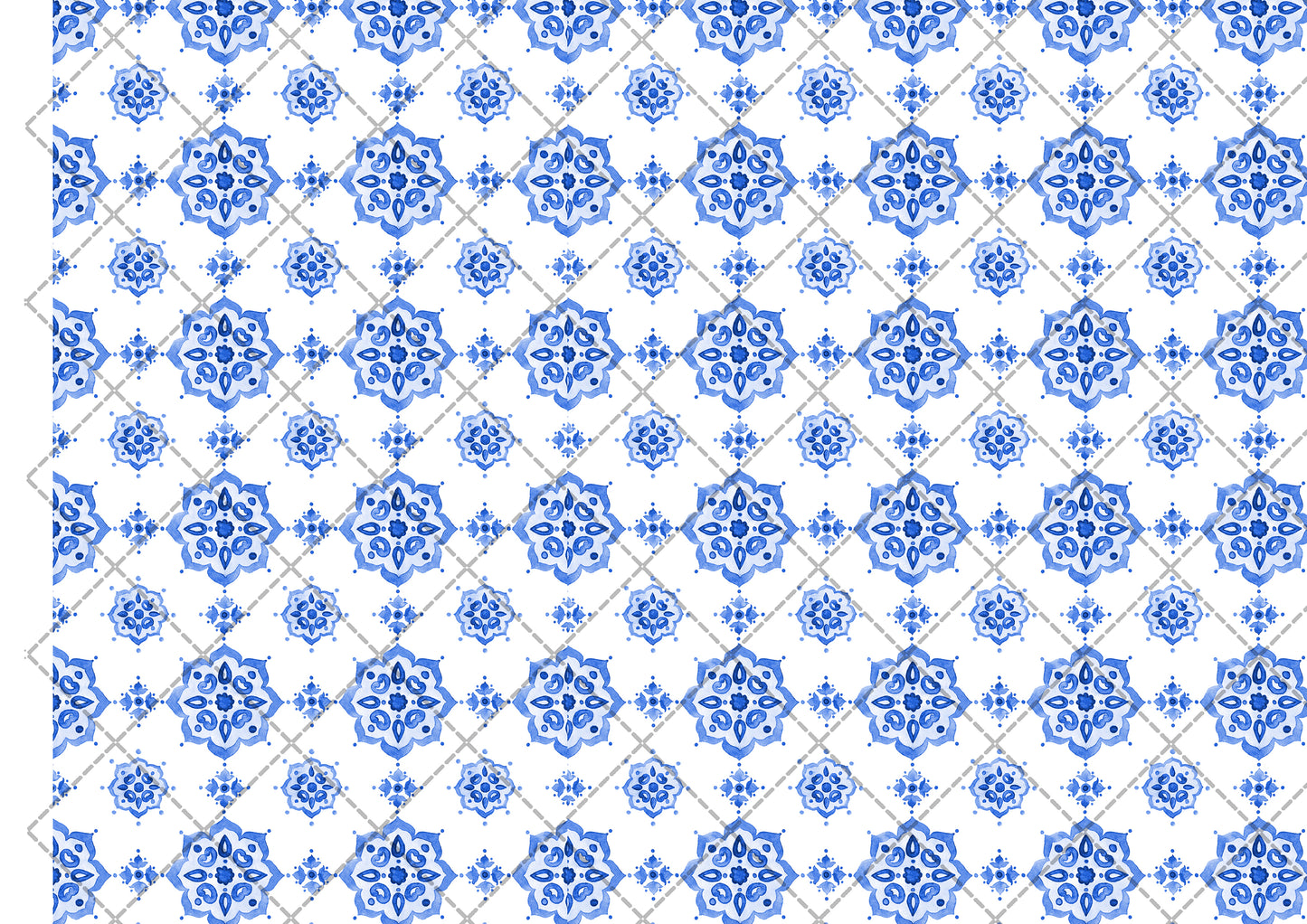 Blue Dutch Styled Tile Pattern Edible Icing Cake Wrap