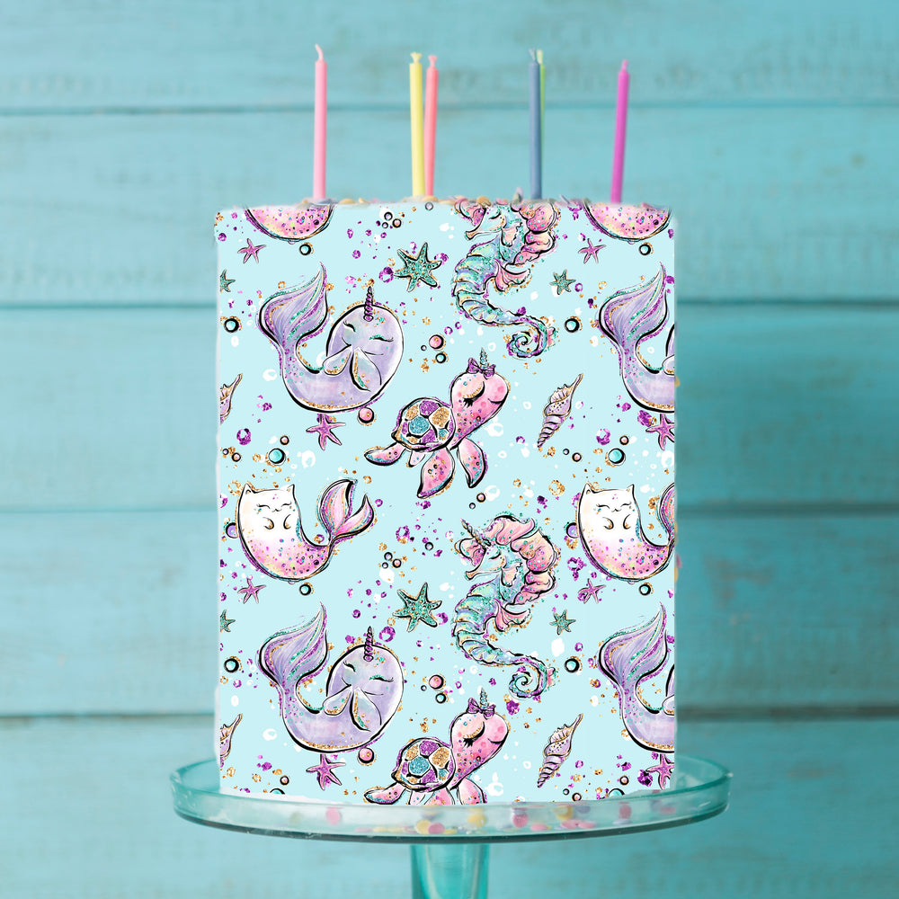 Under The Sea Creatures Edible Icing Cake Wrap