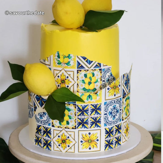 Amalfi Tiles Italian Edible Icing Cake Wrap