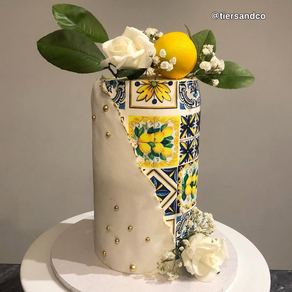 Amalfi Tiles Italian Edible Icing Cake Wrap