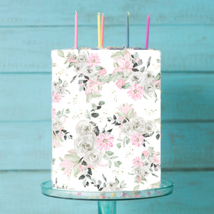 Pink Floral Edible Icing Cake Wrap