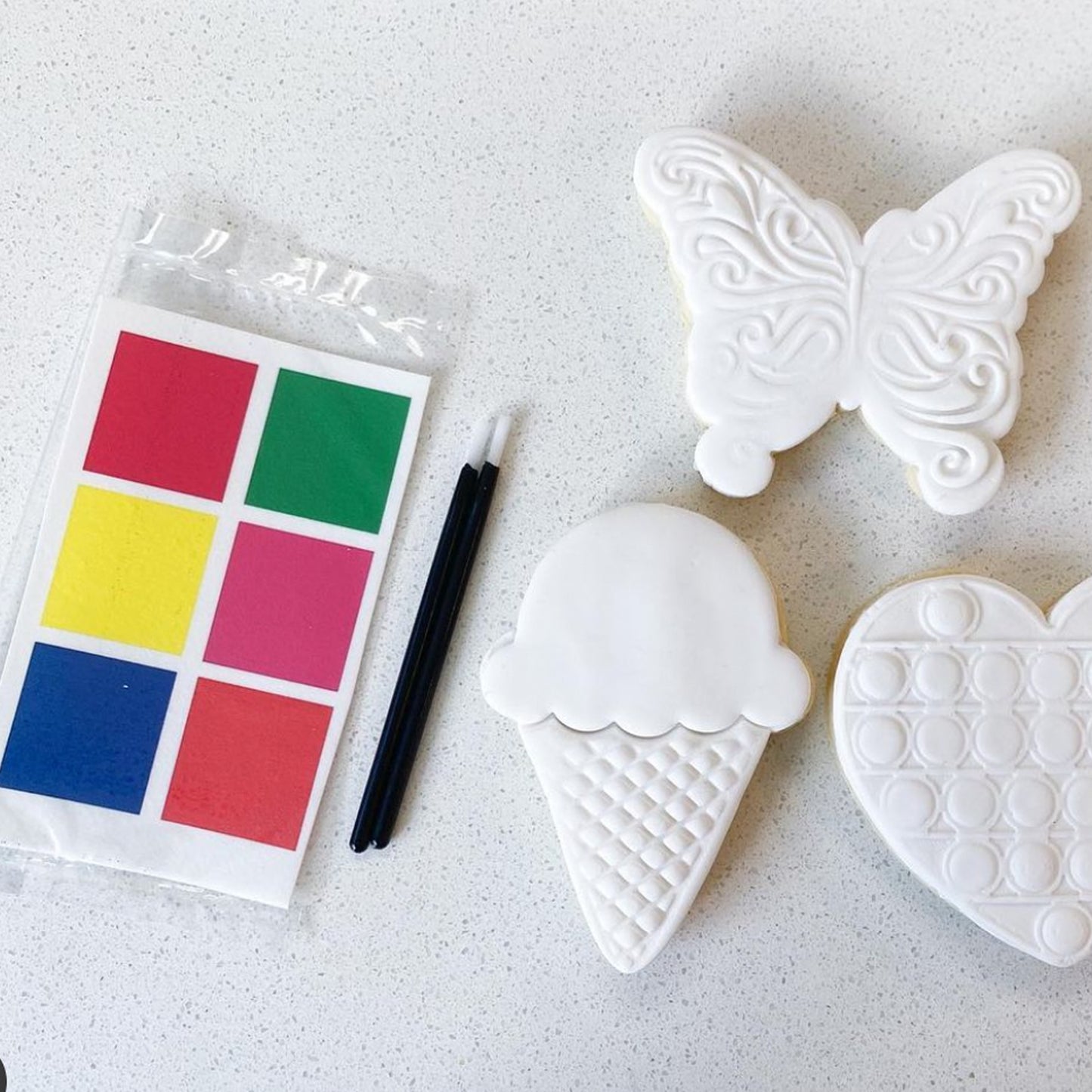 Paint Your Own PYO Edible Primary Palettes for Cookies - Sheet of 10 Uncut