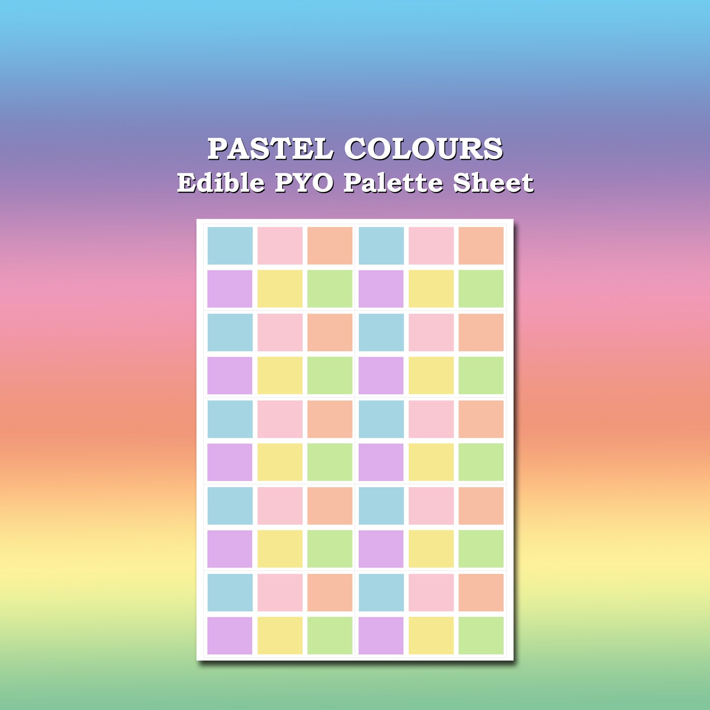 Paint Your Own PYO Edible Pastel Palettes for Cookies - Sheet of 10 Uncut