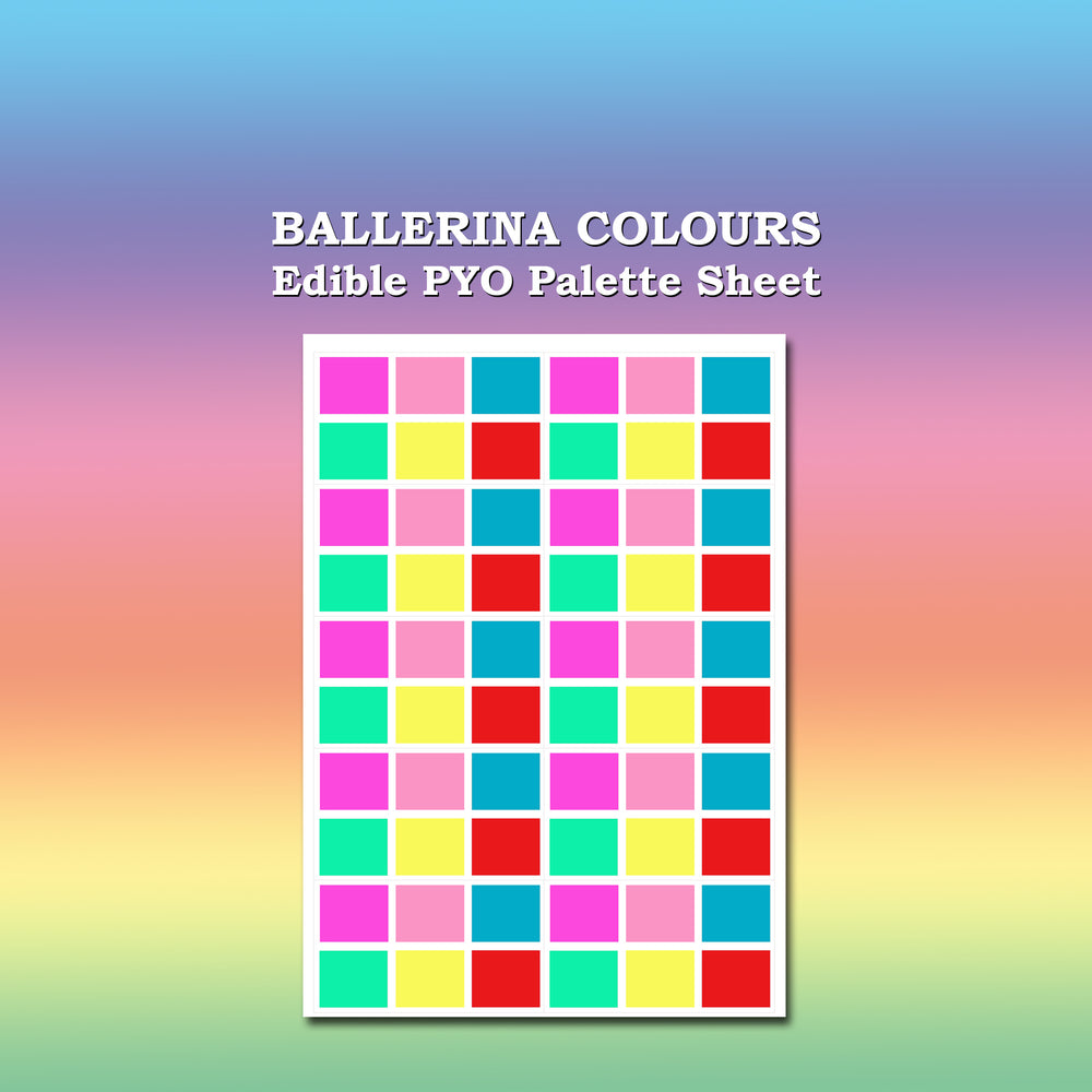 Paint Your Own PYO Edible Ballerina Palettes for Cookies - Sheet of 10 Uncut