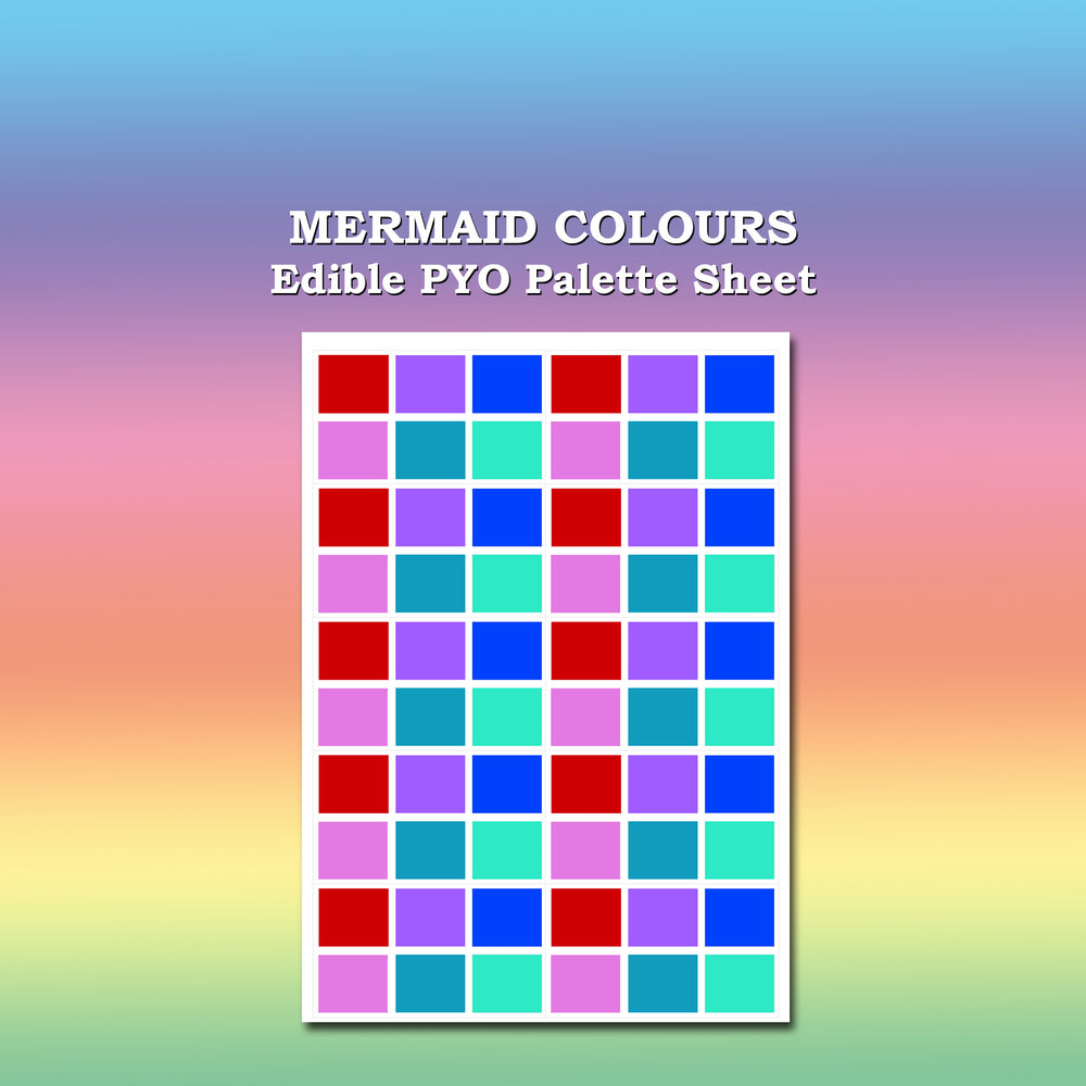 Paint Your Own PYO Edible Mermaid Palettes for Cookies - Sheet of 10 Uncut