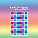 Paint Your Own PYO Edible Mermaid Palettes for Cookies - Sheet of 10 Uncut