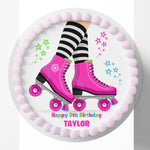 Rollerskating Pre-cut Round Edible Icing Cake Topper