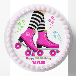 Rollerskating Pre-cut Round Edible Icing Cake Topper