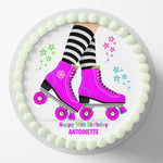 Rollerskating Pre-cut Round Edible Icing Cake Topper