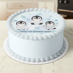 Penguin Pre-cut Round Edible Cake Topper