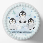 Penguin Pre-cut Round Edible Cake Topper