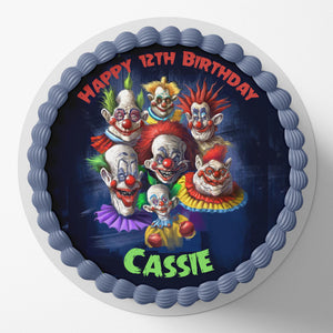 Killer Clowns Pre-cut Round Edible Cake Topper