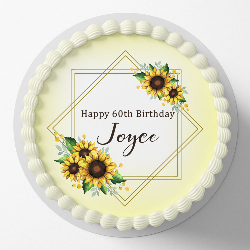 Sunflower Round Edible Icing Cake Topper