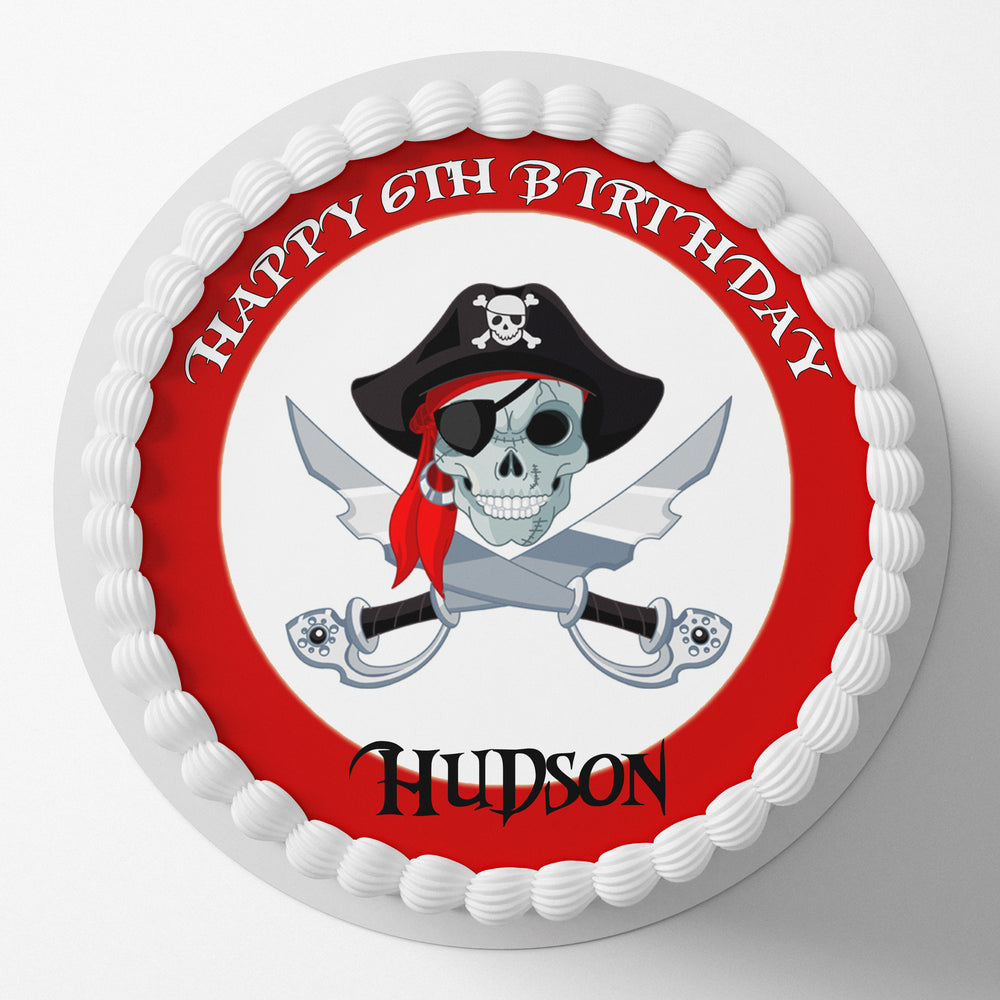 Pirate Round Edible Cake Topper