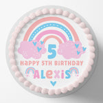 Bright Rainbow Pre-cut Round Edible Cake Topper