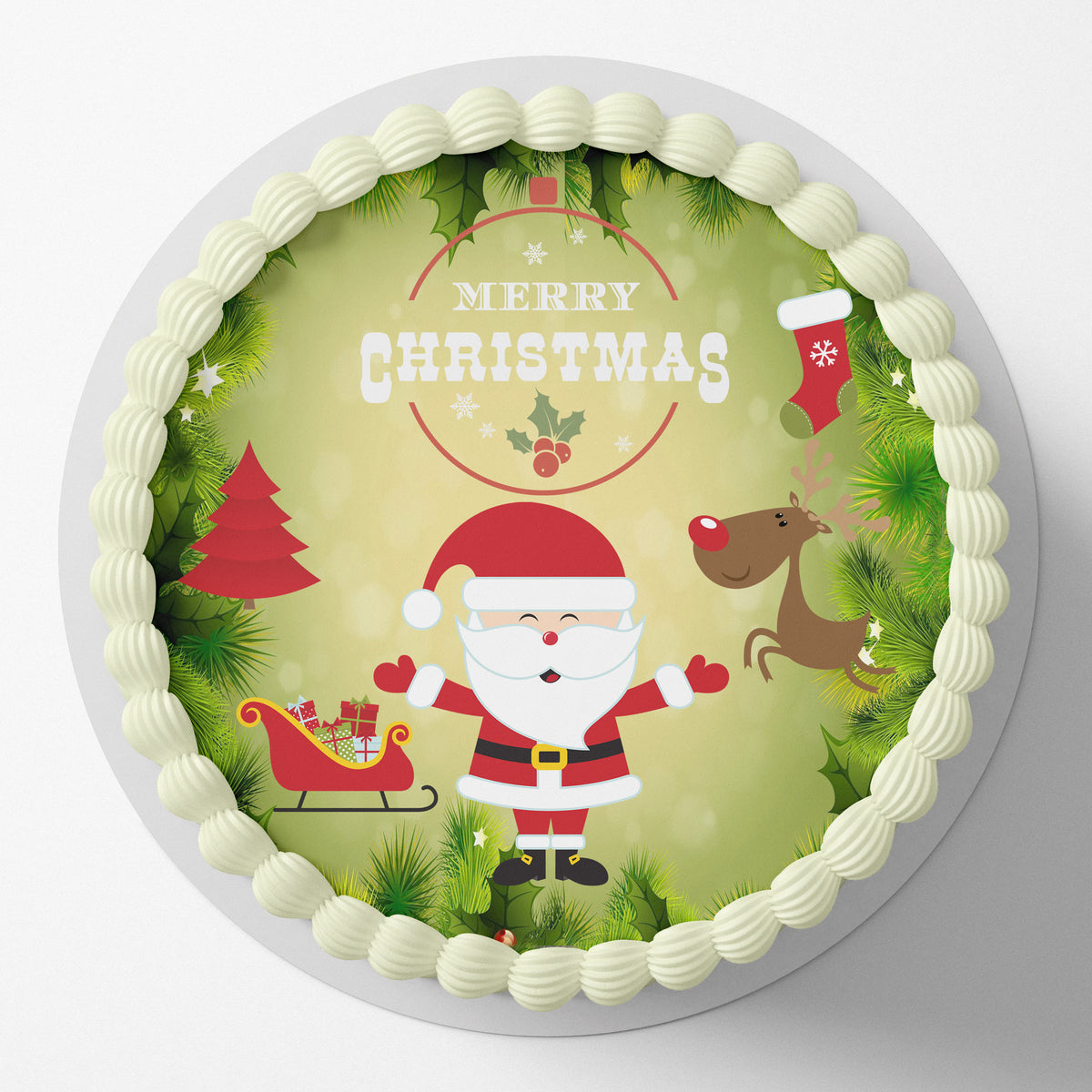 Christmas Santa Round Edible Icing Cake Topper – Deezee Designs