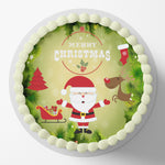 Christmas Santa Round Edible Icing Cake Topper