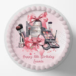 Pamper Makeup Beauty Pre-cut Round Edible Cake Topper