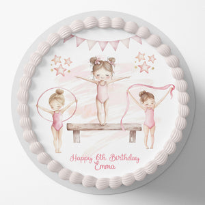 Gymastics Pre-cut Round Edible Cake Topper