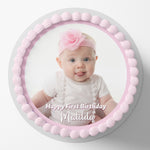 Custom Photo Pre-cut Round Edible Icing Cake Topper
