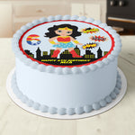 Wonderwoman Round Edible Cake Topper