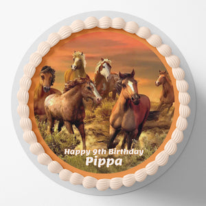 Horse Themed Pre-cut Round Edible Cake Topper