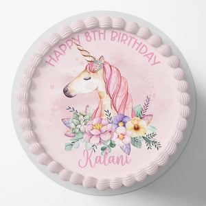 Unicorn Pre-cut Round Edible Icing Cake Topper