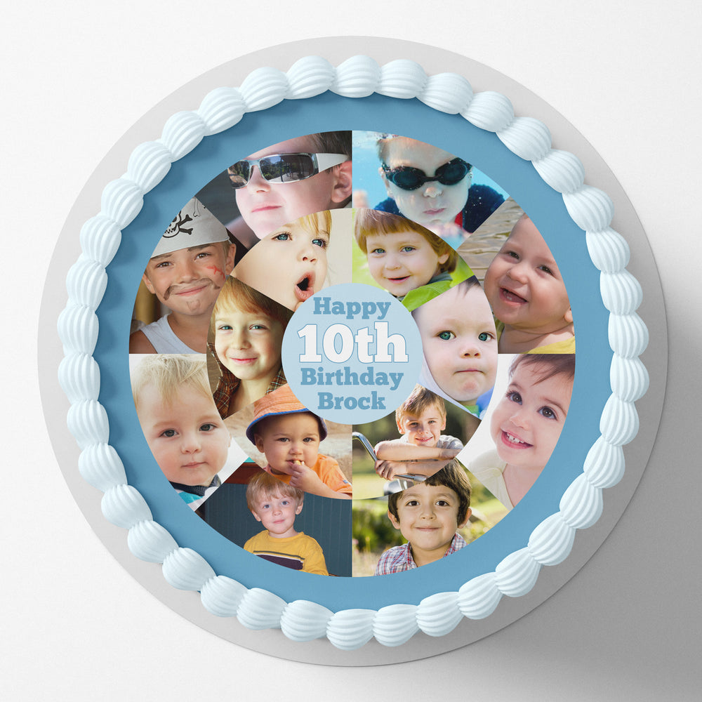 Photo Collage Pre-cut Round Edible Cake Topper