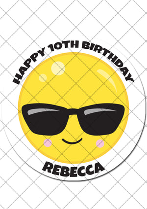 Emoji Themed Round Edible Cake Topper