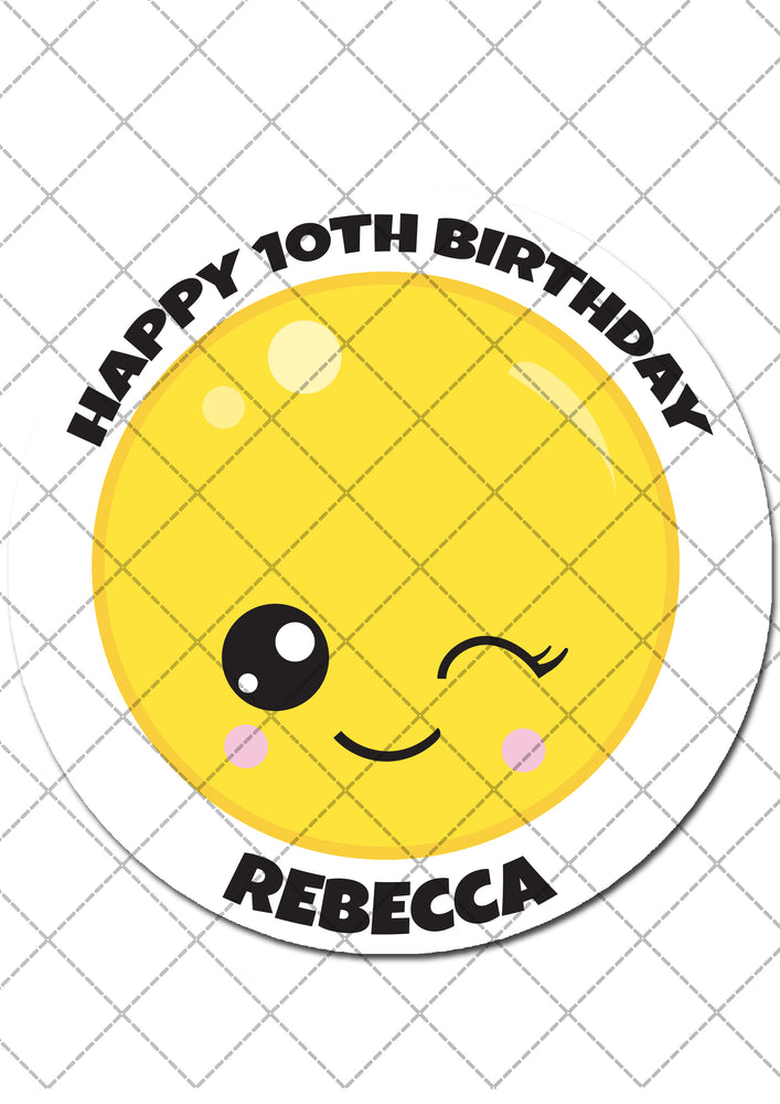 Emoji Themed Round Edible Cake Topper