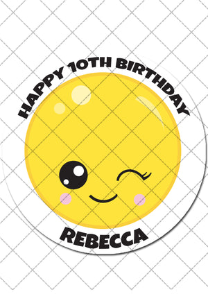 Emoji Themed Round Edible Cake Topper