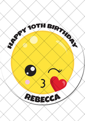 Emoji Themed Round Edible Cake Topper