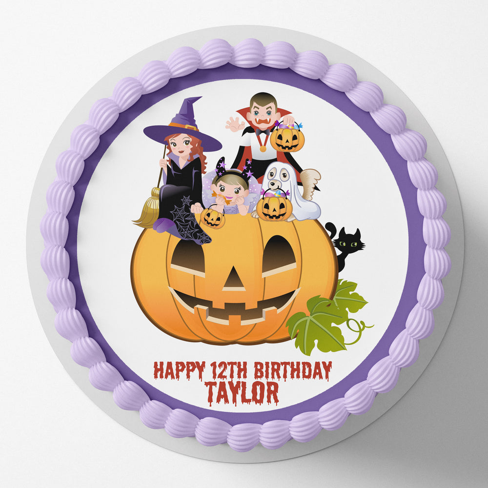 Halloween Themed Pre-cut Round Edible Cake Topper