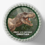 Dinosaur Jurassic Pre-cut Round Edible Cake Topper