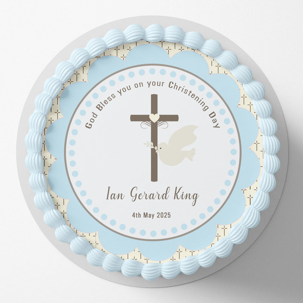 Christening Baptism Round Edible Cake Topper