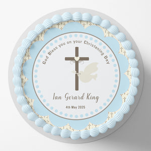 Christening Baptism Round Edible Cake Topper