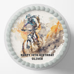 Dirt Bike Pre-cut Round Edible Cake Topper