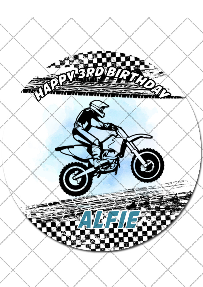 Dirt Bike Pre-cut Round Edible Cake Topper