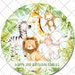 Jungle Animal Safari Pre-cut Round Edible Cake Topper
