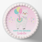 Llama Pre-cut Round Edible Icing Cake Topper