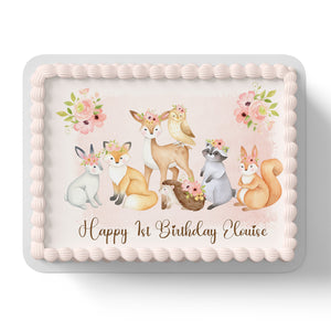 Woodland Forest Animals Personalised Edible Cake Topper