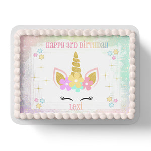 Unicorn Horns Personalised Edible Icing Cake Topper