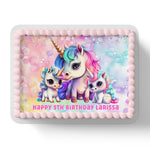 Rainbow Unicorns Personalised Edible Cake Topper