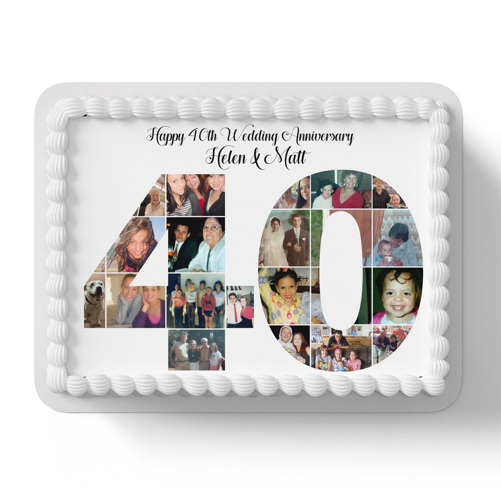 Anniversary Photo Collage Edible Icing Cake Topper