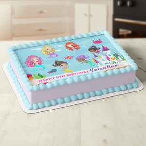 Mermaid Under the Sea Rectangle Edible Icing Cake Topper