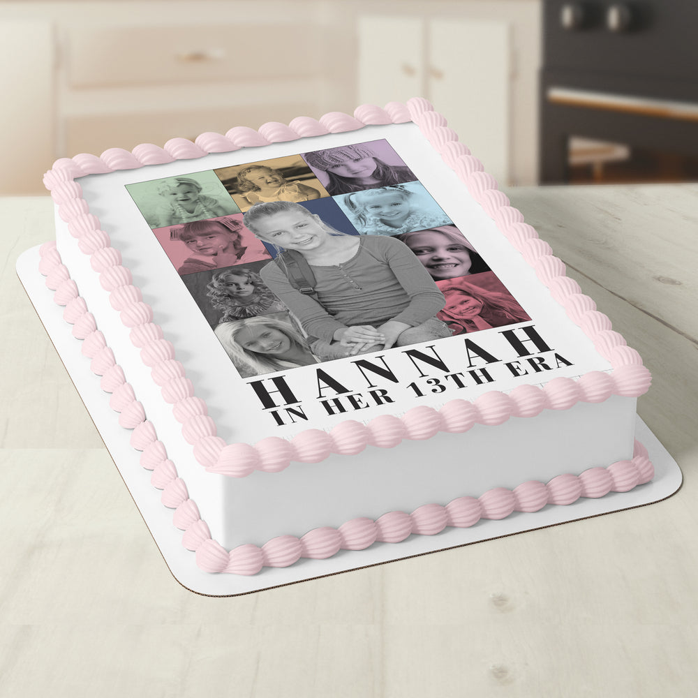 Taylor Swift Eras Inspired Birthday Photo Collage Edible Icing Cake Topper