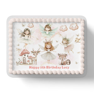 Fairy Mushroom Fairies Edible Icing Cake Topper